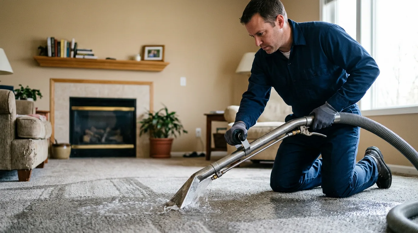 Water damage restoration technician working near Hazelwood, MO